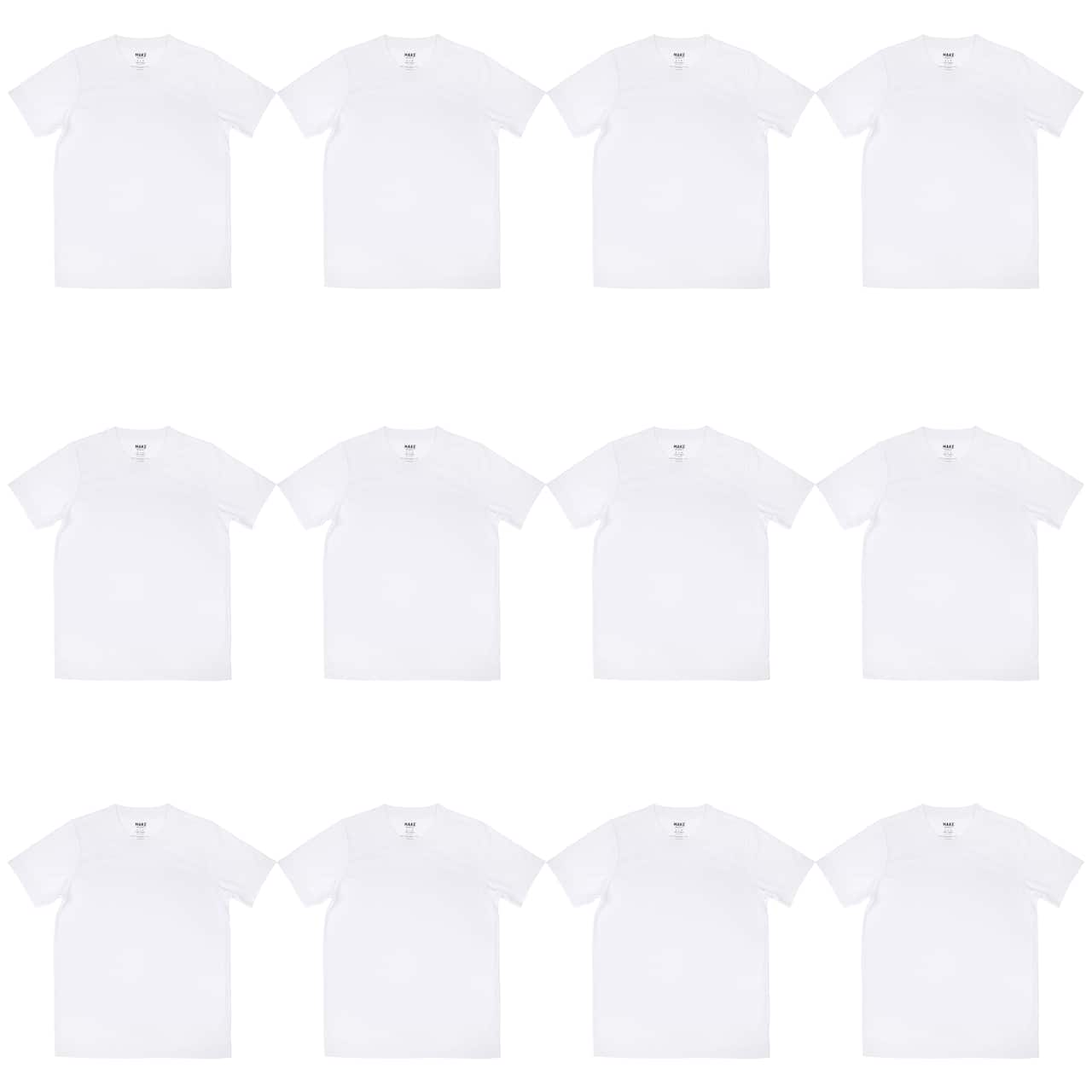 12 Pack: White Adult Polyester Crew Neck T-Shirt by Make Market®
